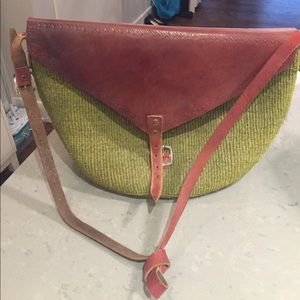 Vintage green straw bag made in Kenya