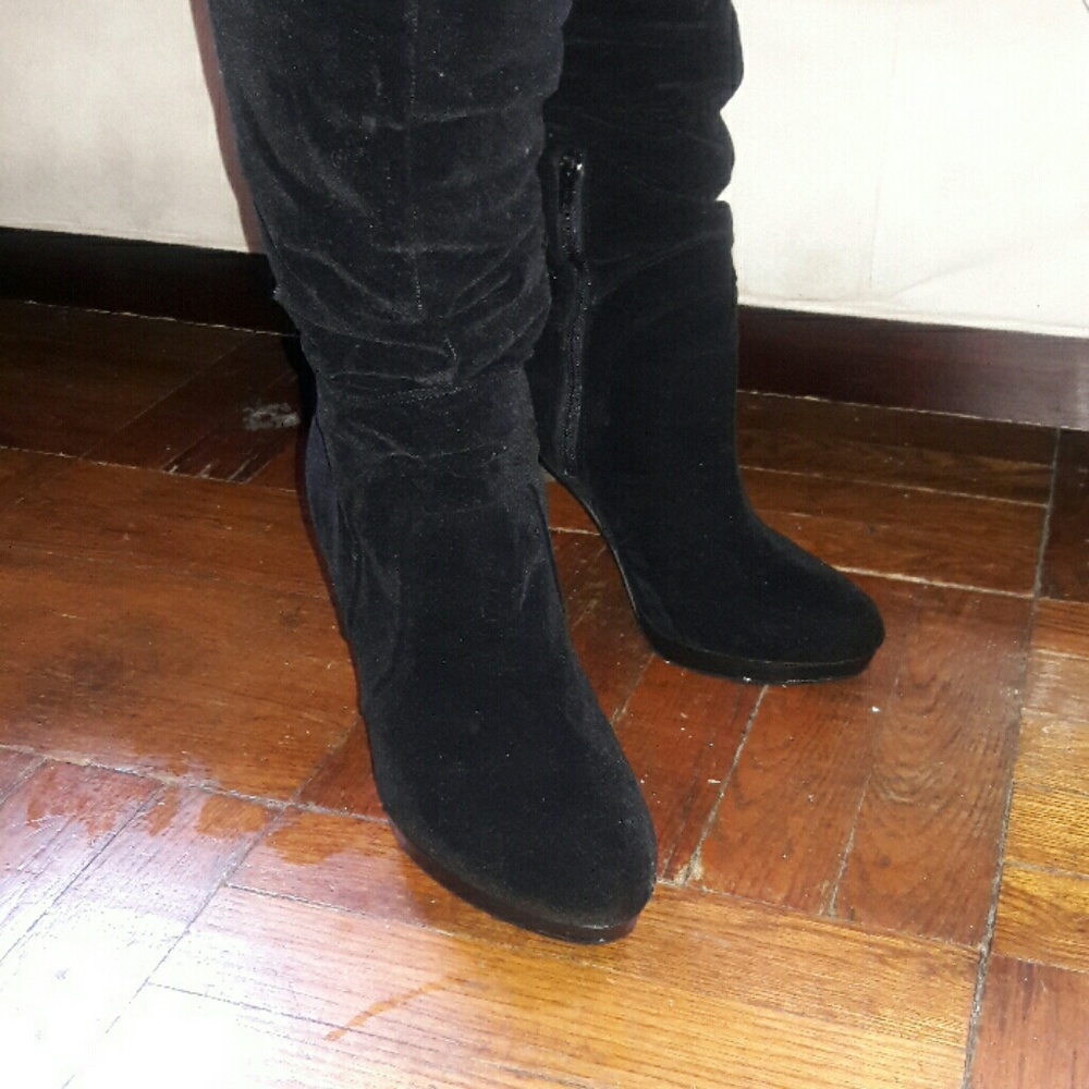 NEW!!!  Suede Black  women's knee high  boots - Picture 4 of 8