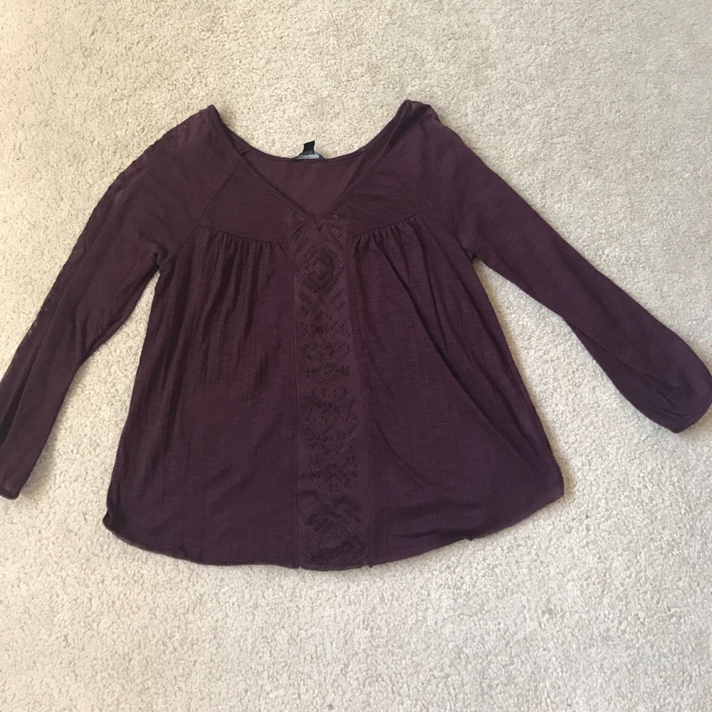 Maroon peasant top