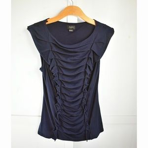 Anthropologie Deletta Navy Ruched Blouse