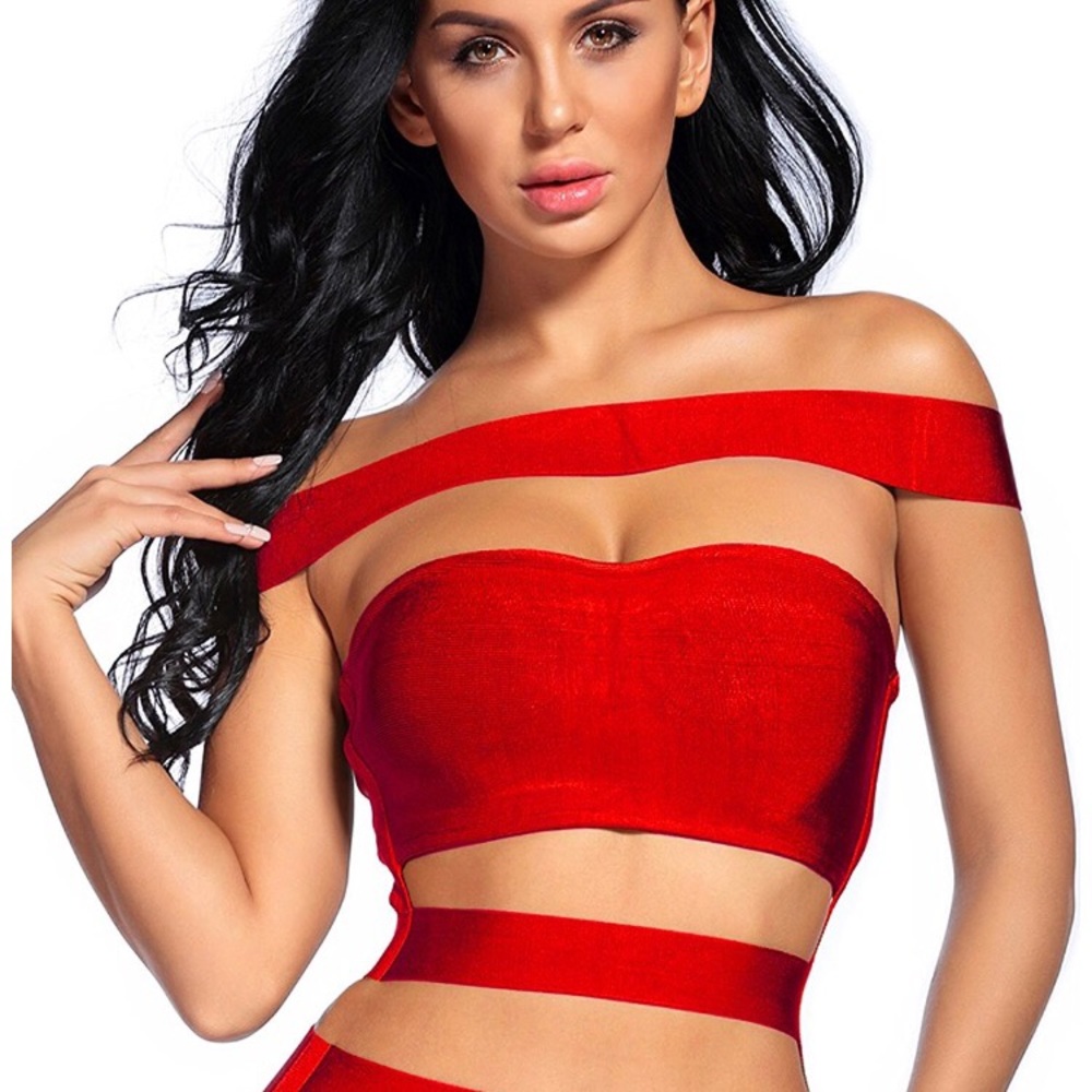 Red bodycon top - size S