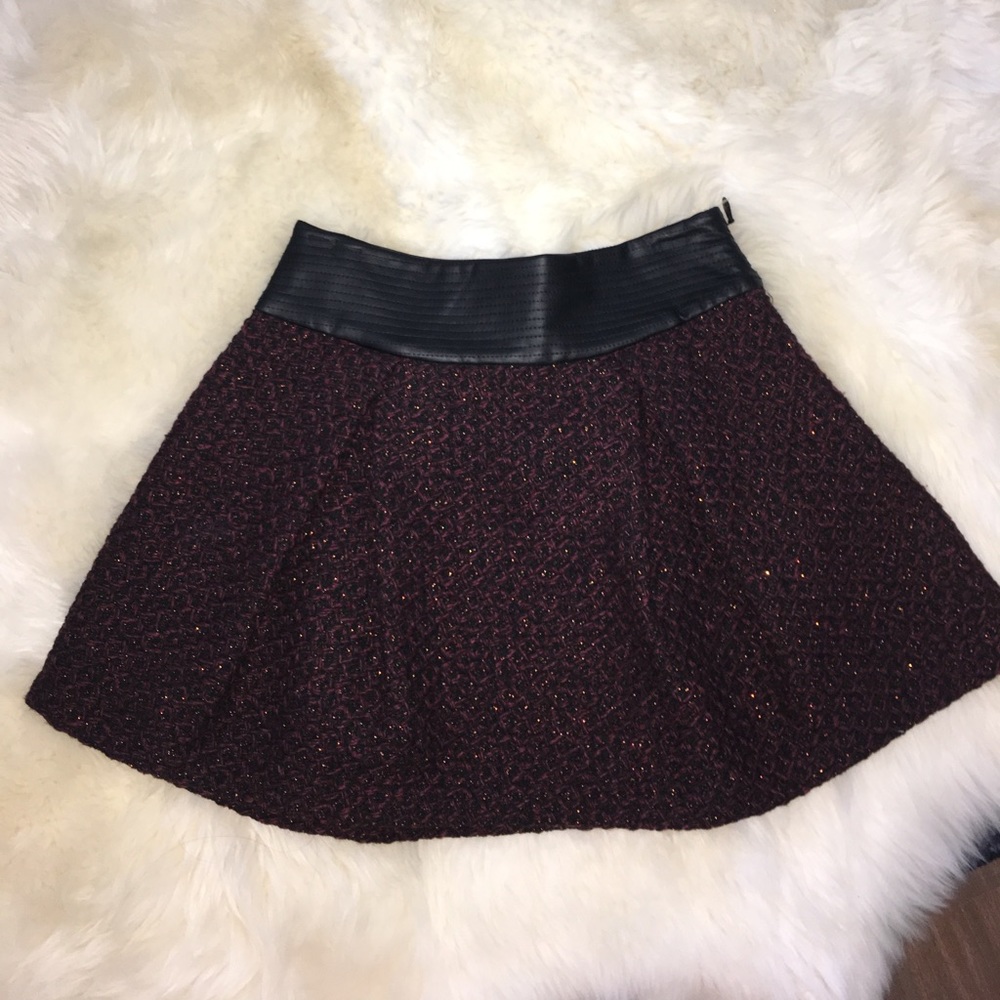 BCBGENERATION Tweed and Faux-Leather Mini-skirt