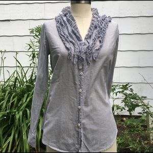 J.Crew Tuxedo Ruffle Buttondown