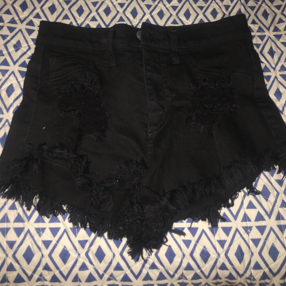 Foreign Exchange Distressed High Waisted Shorts