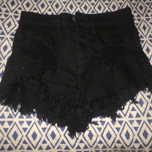 Foreign Exchange Distressed High Waisted Shorts