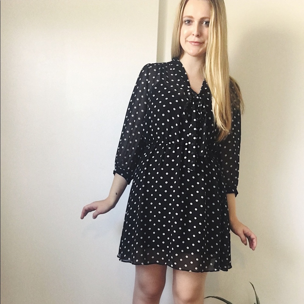 Black and White classic polka dot dress with bow