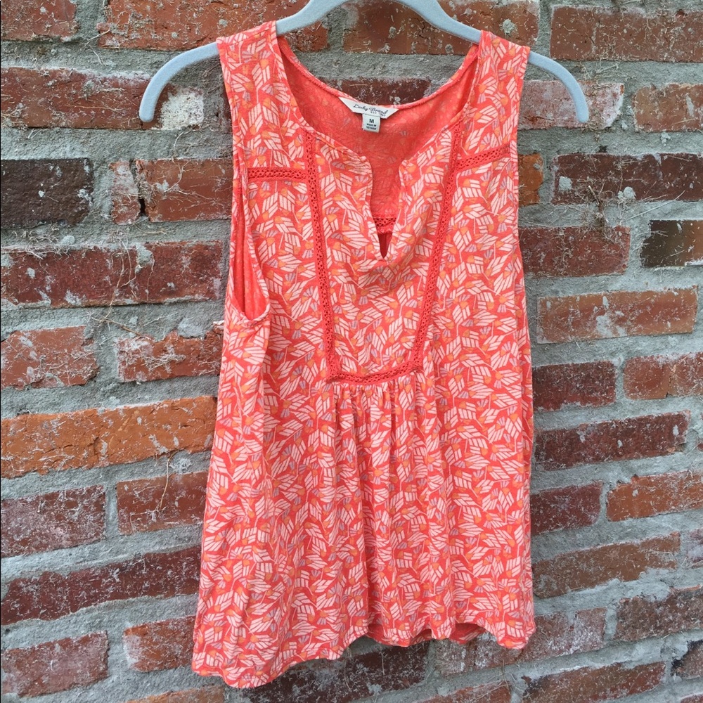 Orange patterned Lucky V-Neck Tank