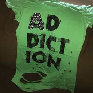 bebe mint green "addiction" ripped shirt!