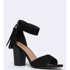Breckelle's tassel ankle strap heeled sandal