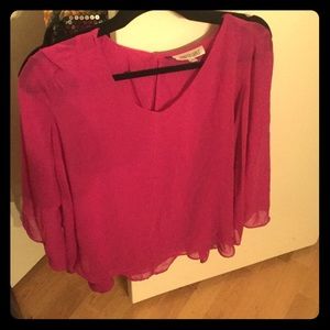 Jennifer Lopez 3/4" sleeve Magenta blouse L