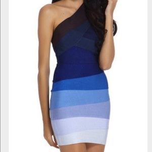 One Shoulder Ombre Bandage Dress
