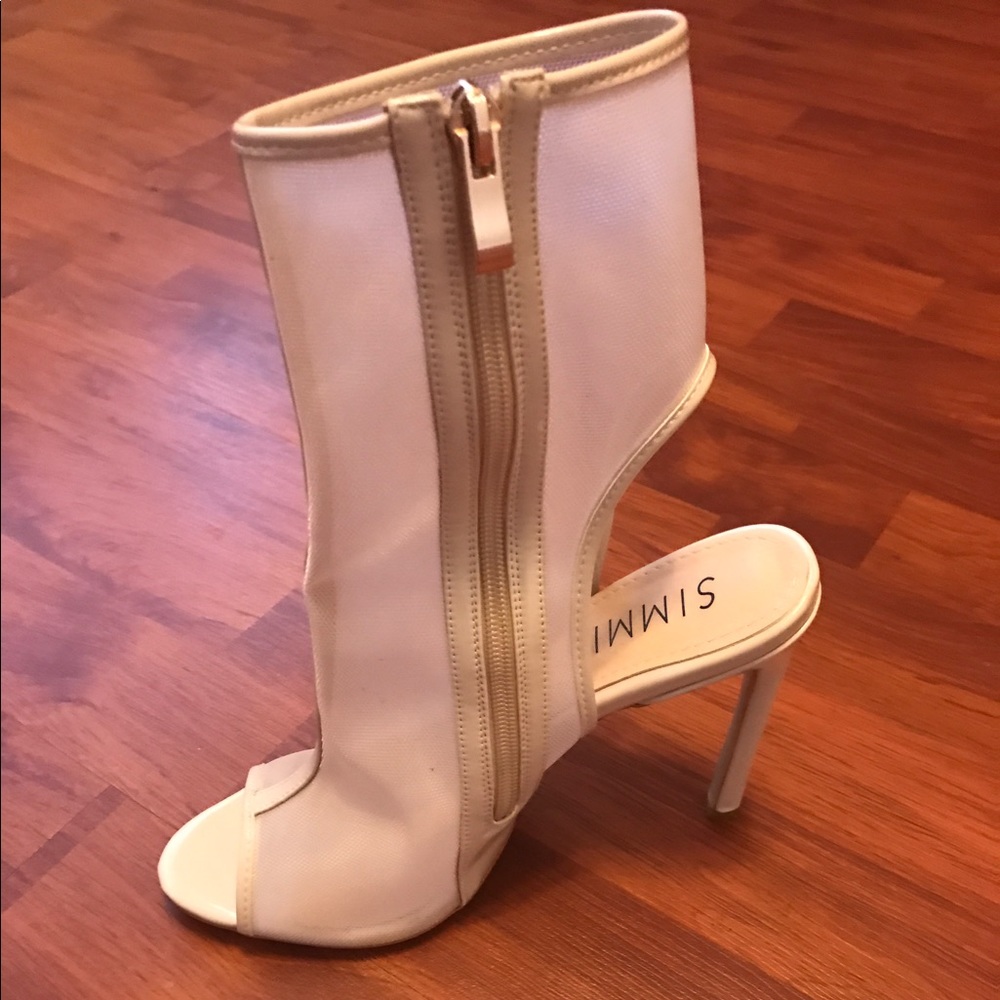 Nude Mesh Ankle opened toe boots..
