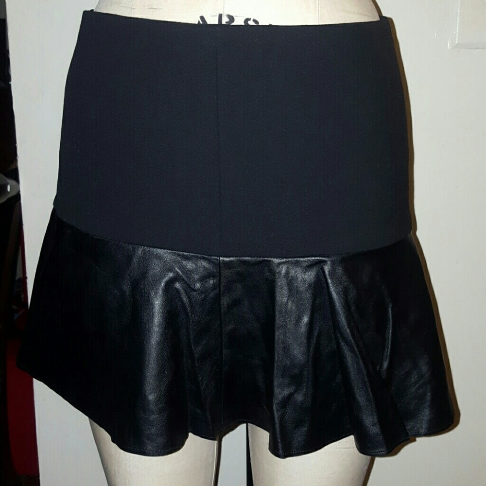 Zara Leather Styled Mixed Skirt