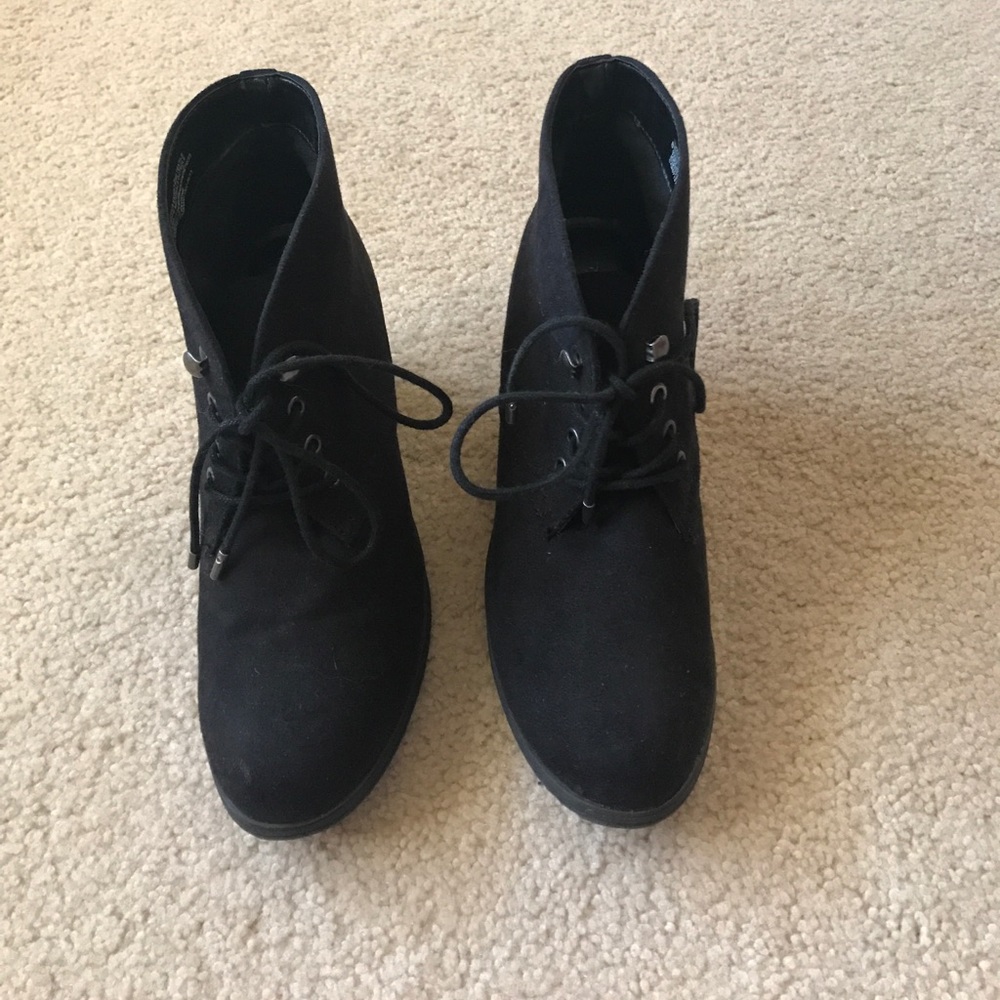 Black wedge booties