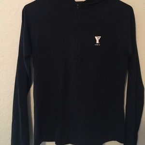Lightweight half zip black YMCA hoodie