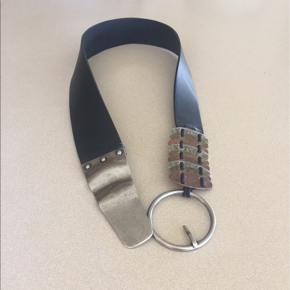 Leather and metal belt