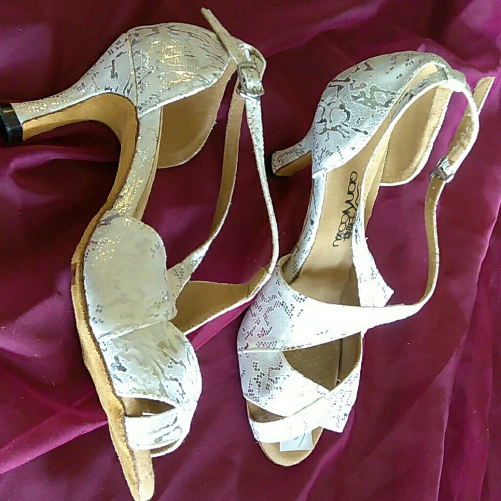 NWT BALLROOM LATIN SALSA DANCE SHOES Silver Sz6.5