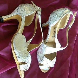 NWT BALLROOM LATIN SALSA DANCE SHOES Silver Sz6.5
