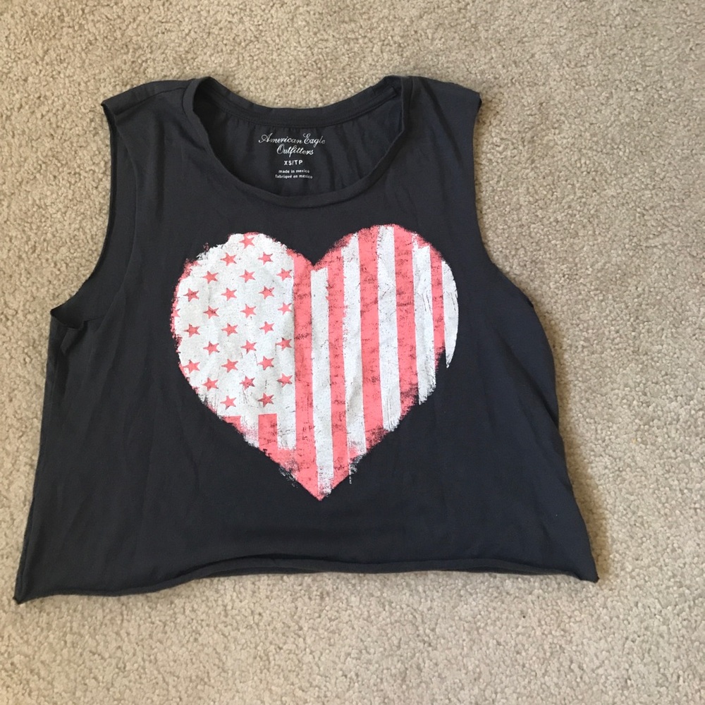 American flag heart crop top
