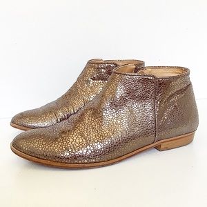 SEZANE BRONZE GOLD LEATHER BOOTIES