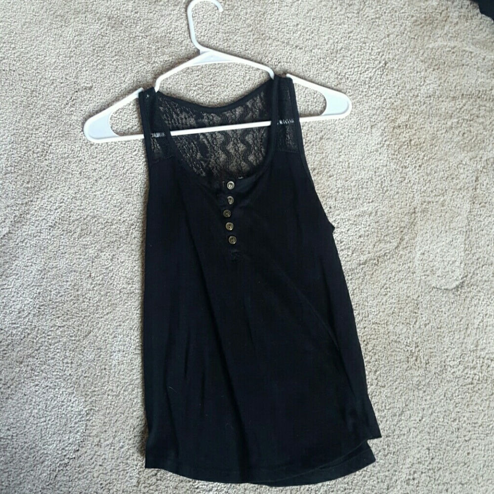 Black racer back lace tank top