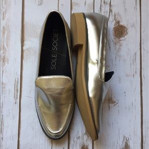Sole Society Metallic Silver Loafers