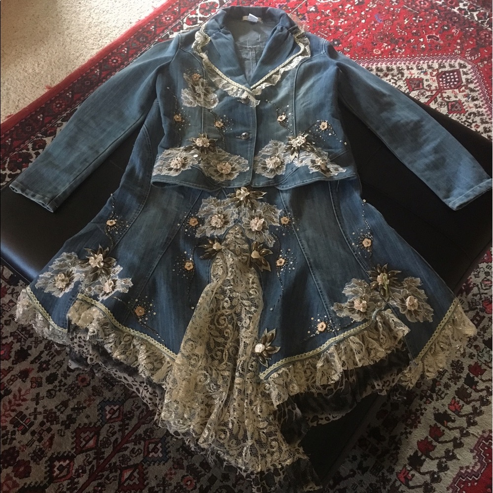 Hand-embellished Boho western skirt & jacket