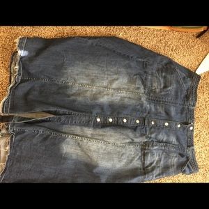 Denim button down skirt lane Bryant