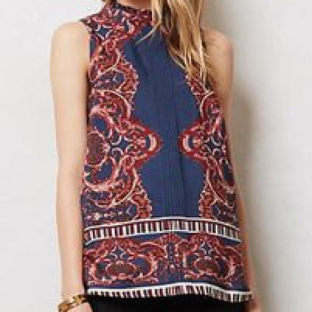 Anthropologie Arynk Gibraltar Pleated Tank