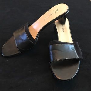 AK Anne Klein Black Leather & Fabric slip in shoe