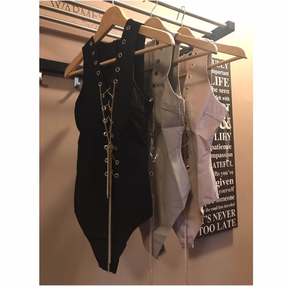 1 LEFT! ($39) Mocha Chain Me Up Bodysuit - Picture 3 of 5