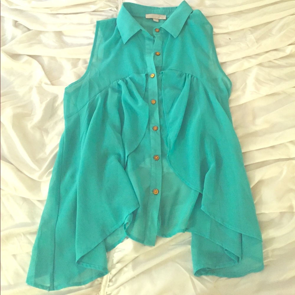 Teal Collared Blouse