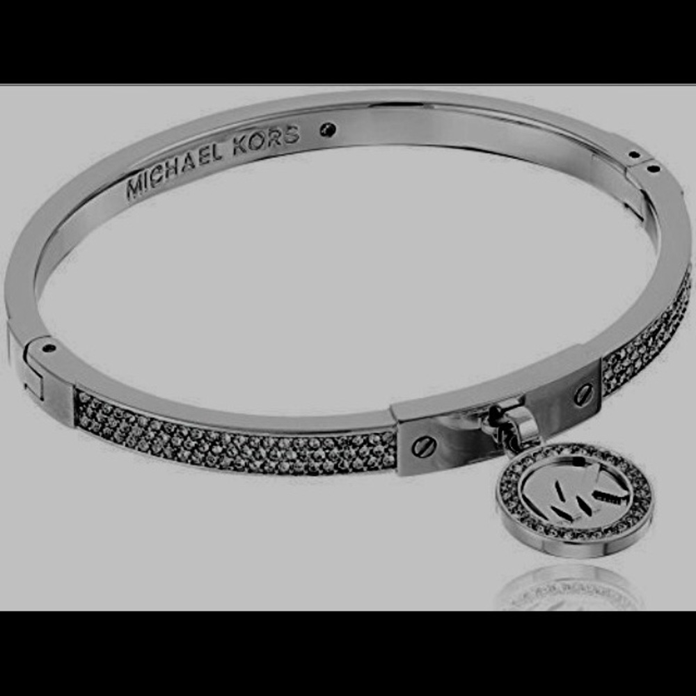 Authentic MK Silver-Tone Fulton Hinge Bracelet