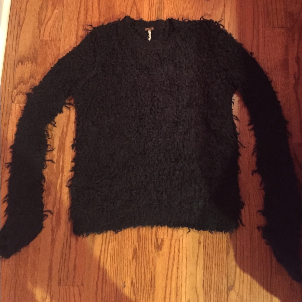 Furry Free People Black Sweater