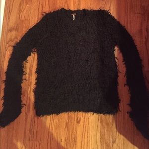 Furry Free People Black Sweater