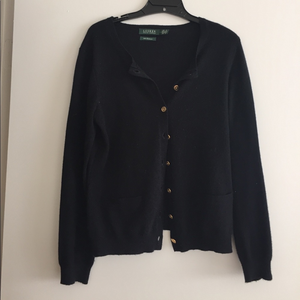 Ralph Lauren 100% Cashmere Black Cardigan