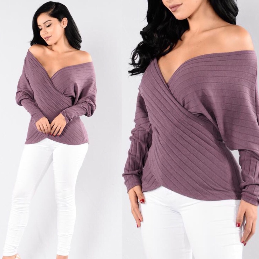 Fashion Nova Red Plum Wrap Sweater