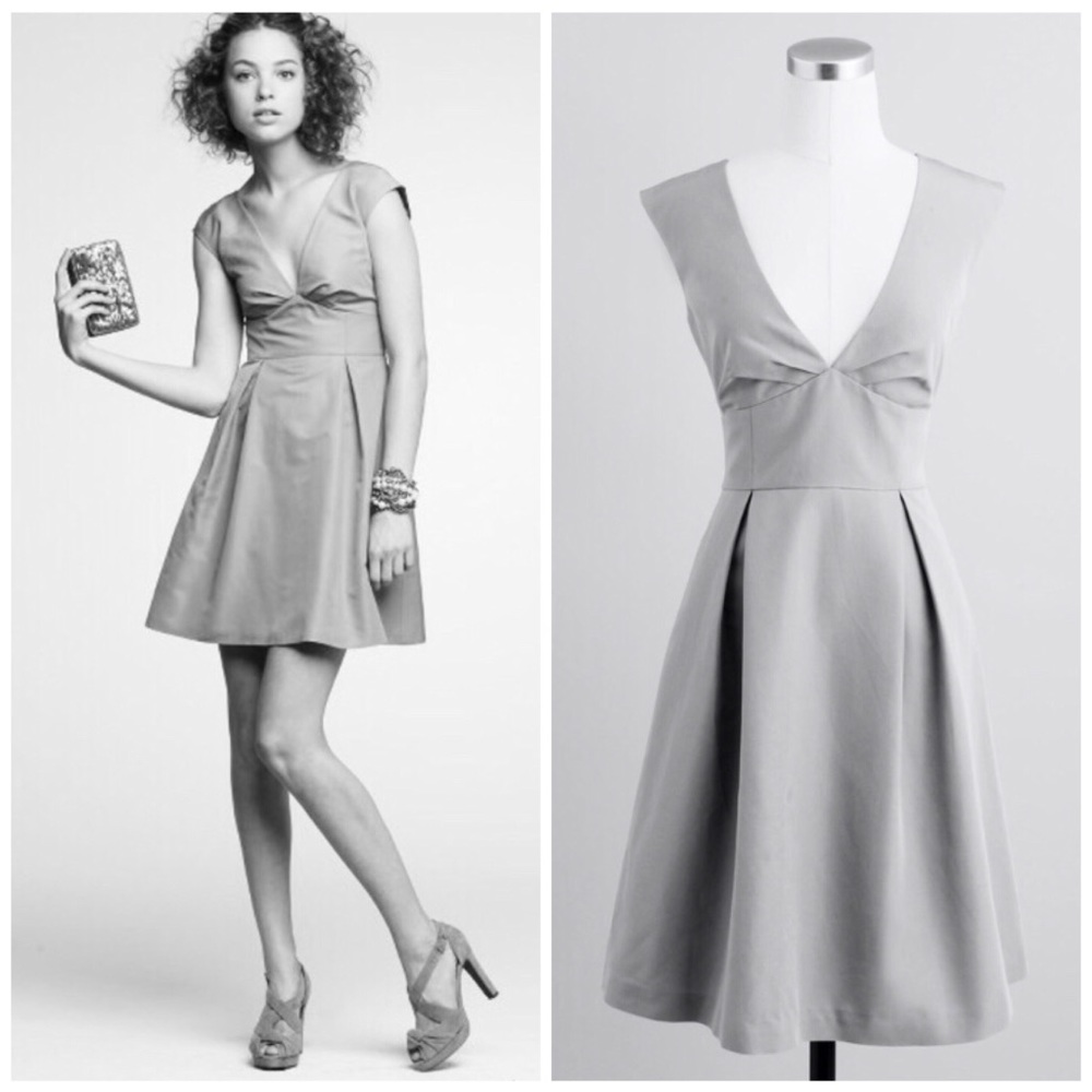 EUC J.Crew Cotton-Silk Faille Double V-Neck Dress