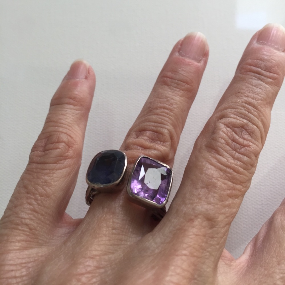Amethyst semi precious stone handmade ring