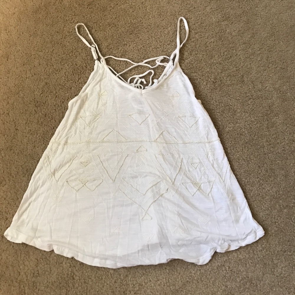 White beaded tank top