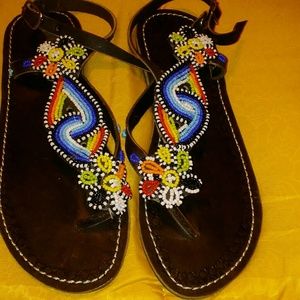 Authentic African beaded & leather sandals