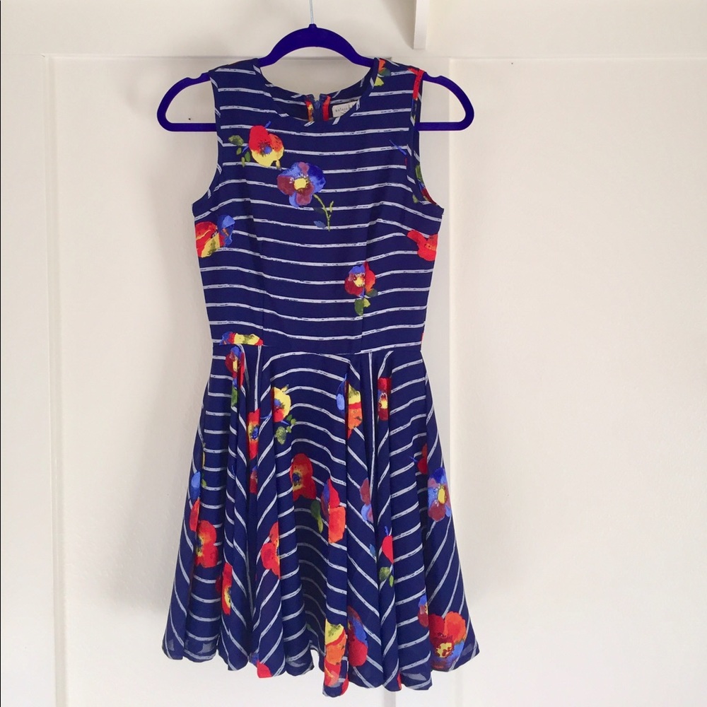 Maison Jules navy floral flare picnic spring dress