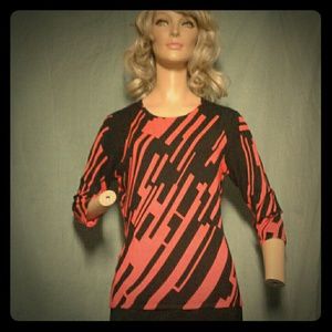 Red and Black Abstract Geometric Print Sweater