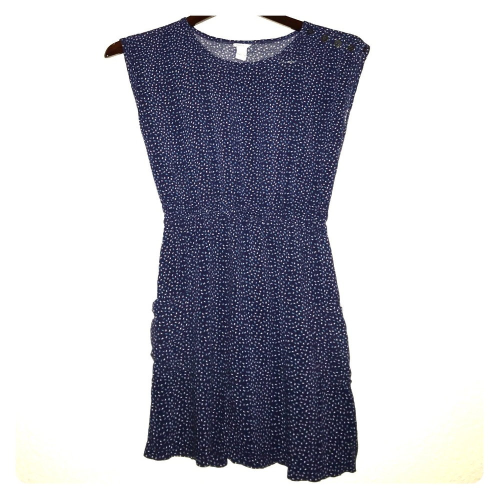 Blue dress with button detail and pockets