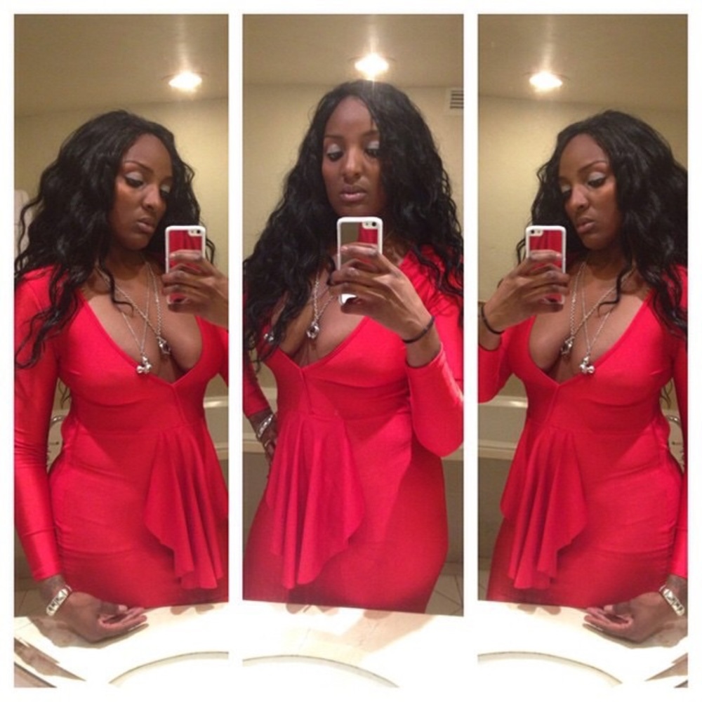 Sexy red dress. Also in black and white.