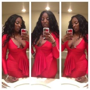 Sexy red dress. Also in black and white.