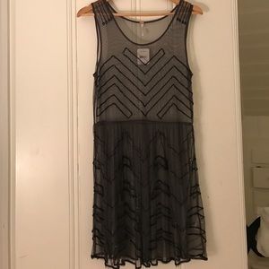 Free People Embellished Gray Slip Dress