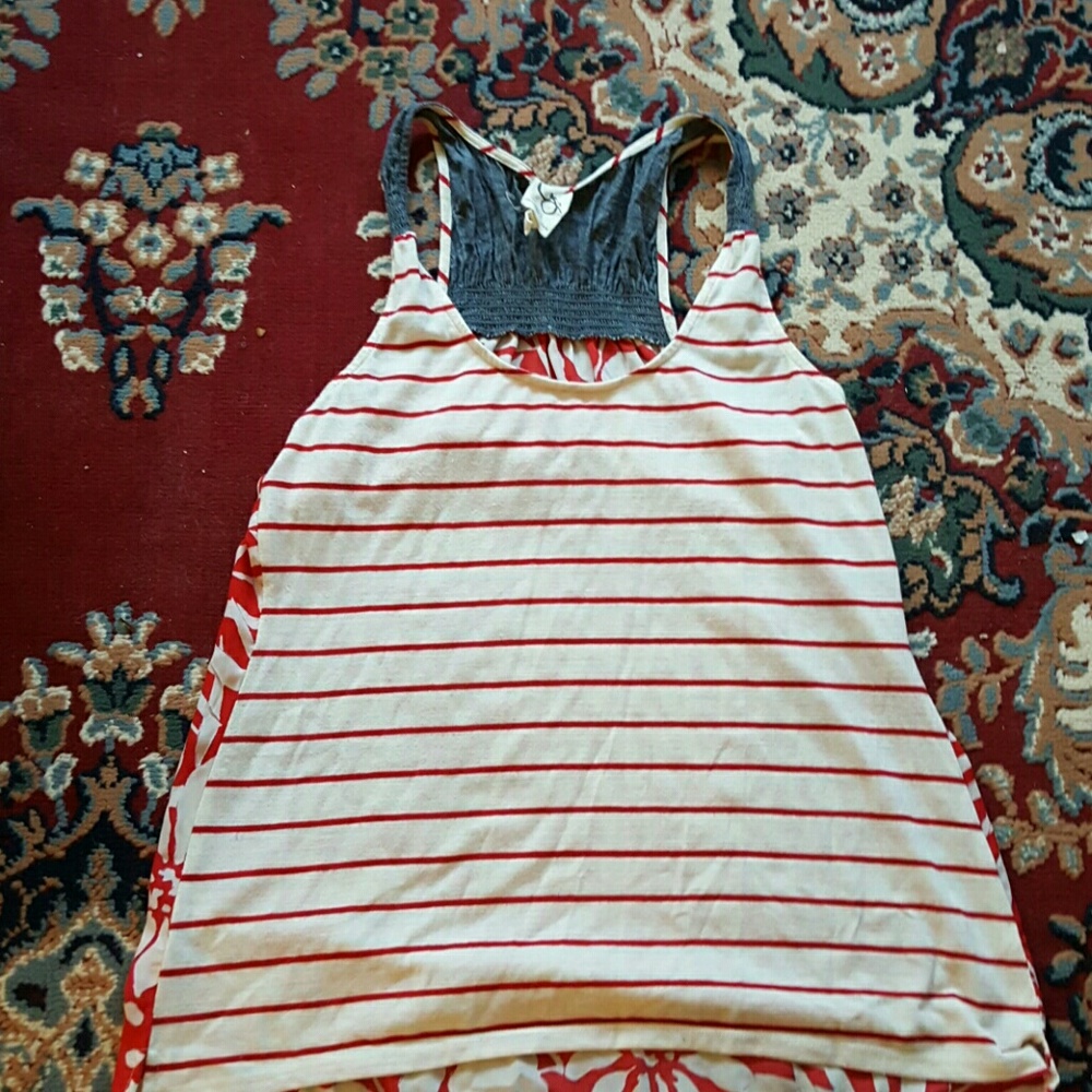 Mixed media racer back tank