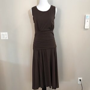 Boston Proper Brown Modest Body Con Midi Dress