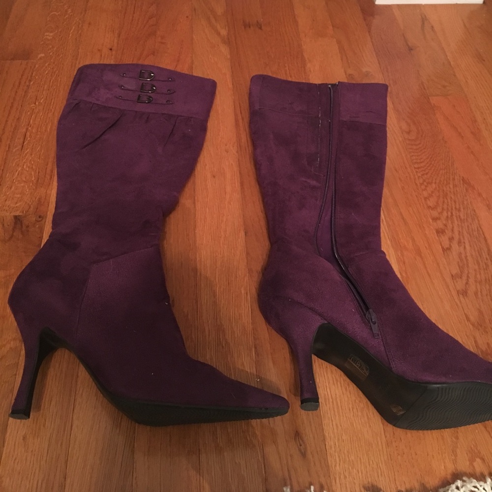 Purple heeled boots